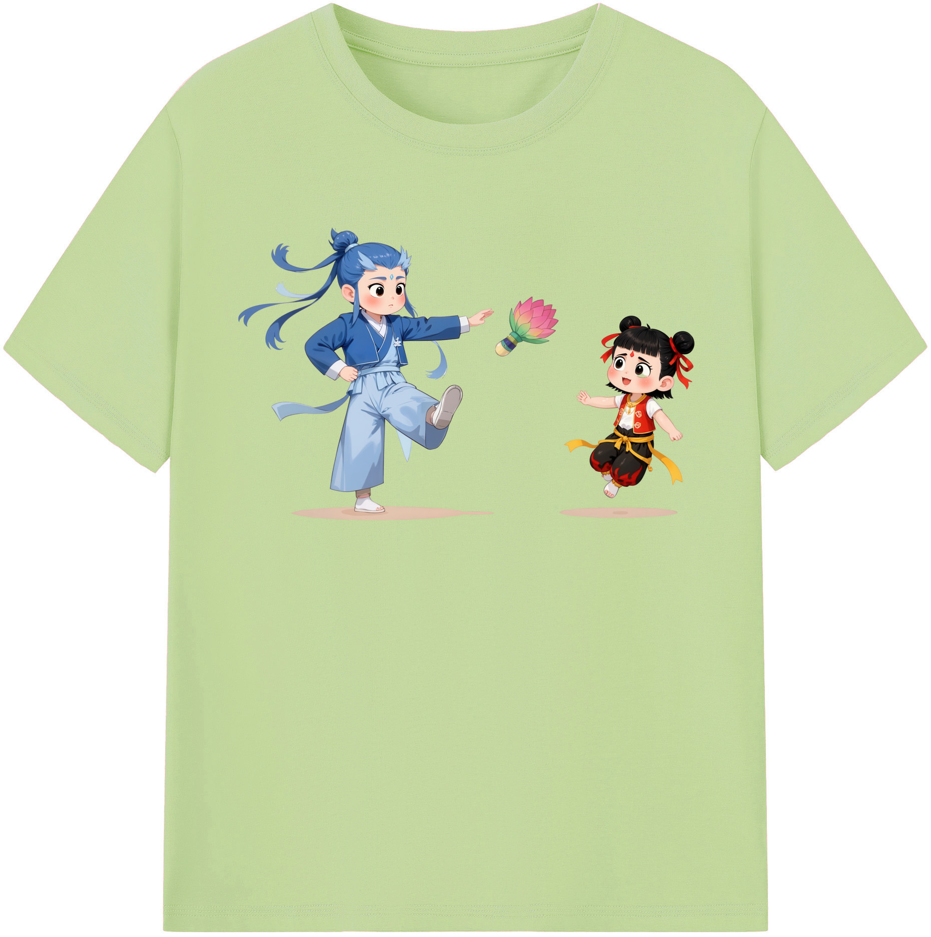 （画像用） Ne Zha 2 ナタ 魔童の大暴れ 綿100％半袖Tシャツ（フロントプリント）